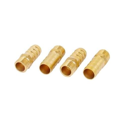 1/4BSP Male Thread 12mm Inner Dia Brass Hose Barb Coupler Fitting Connector 4pcs