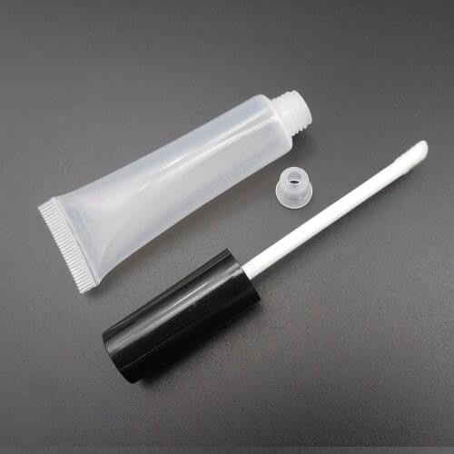 100PCS X 15ML Empty Clear lip Gloss Tube Lip Balm Bottle 15 ML Container Black Cap Pretty PP 16MM X 112MM Stopper *FD117X100