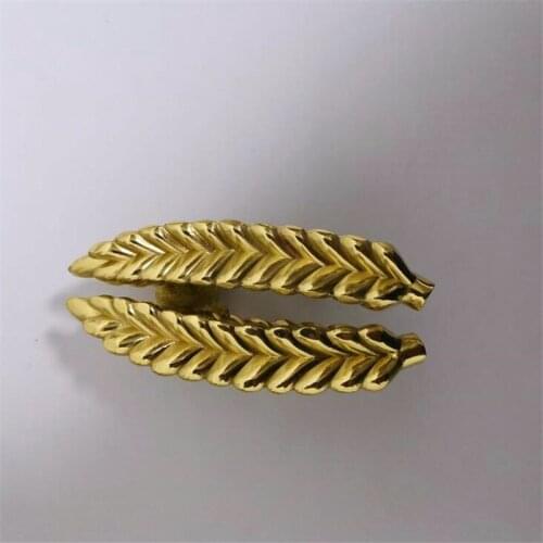 1Pc Pure Copper Wheat Ear Shaped Handle Nordic INS Cabinet Door Locker Bookcase Cupboard Knobs Diy Furniture Handles