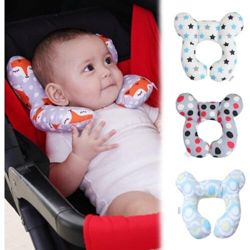 1Pc Soft U Shaped Support Head Neck Baby Kid Pillow Cartoon Bear Shape Travel Car Seat Cushion Stroller Head Fixed Headrest