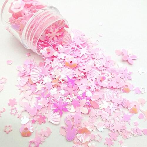 10g Pink Sequins Mix Sequin for Craft Glitter Star Heart Flower Mermaid Shell Unicorn Paillettes DIY Manicure Nail Art Decor