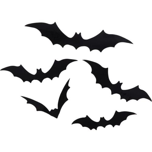 12Pcs/set 3D Black PVC Bat DIY Decor Wall Sticker Halloween Party Bar Decals Home Deco Newest