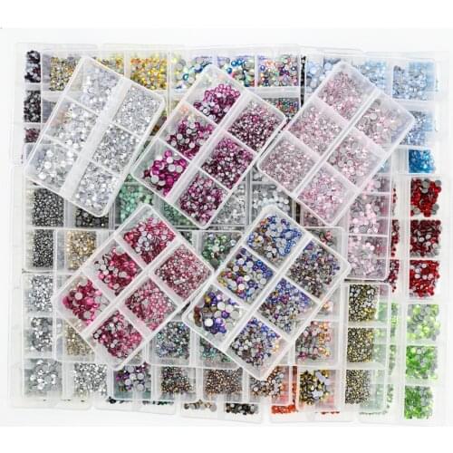 40 Colors 1200pcs Mix size hotfix nail art Rhinestone Crystal SS6-SS30 Glass Strass Hotfix Iron On Rhinestones Decoretion