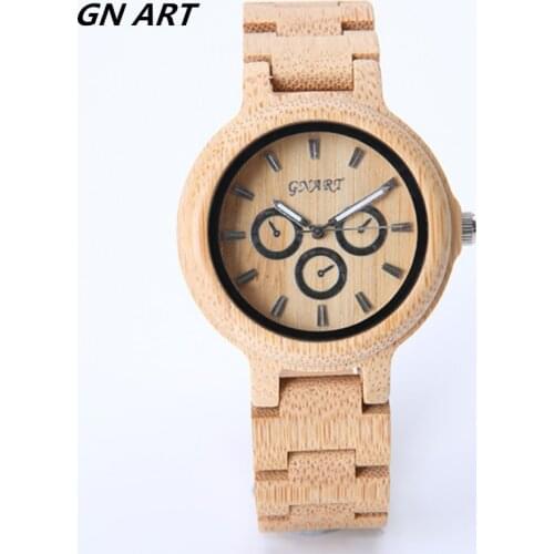 ART279ZA Wood Quartz Watch Boys Wooden Watches bamboo Wristwatch Natural LOGO Reservat Womens relogio feminino