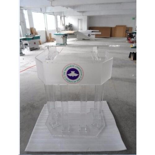 Free Shipping Strict application pulpit of the church acrylic technology crystal pulpit of the church logo customize