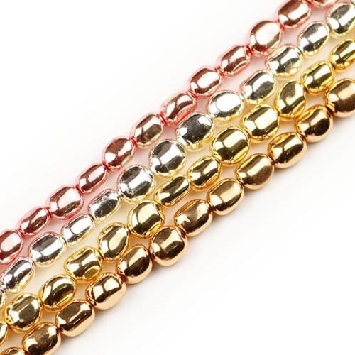 JHNBY Irregular Shape Hematite 5~8mm Gold Silvers Natural Stone Spacer loose Beads For Jewelry Making Diy Bracelet necklace 15