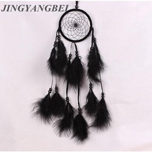 Black Hanging with Feathers Net India Style Round wreath Home wall window Decoration
