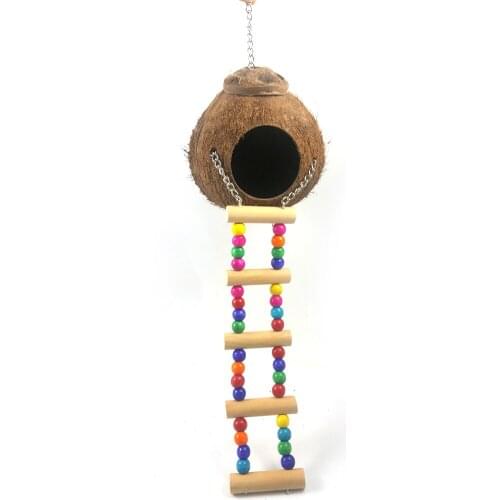 Pet Parrot Nest Coconut Bird Cage Hamster House Macaw Breeding Nests And Ladder Chew Toys Pet Products Bird Supplies