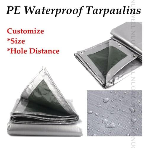 Customize Size 0.32mm PE Tarpaulin Rainproof Cloth Double Sided Sunshade Tarp Waterproof Lightweight Tarp Ultraviolet-Proof Tarp