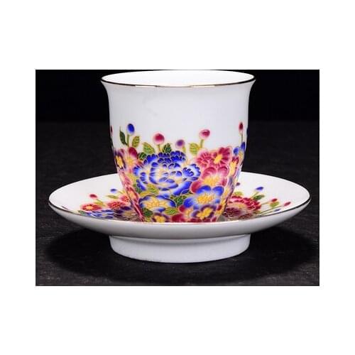 Jingdezhen Ceramic Teacup Color Enamel Cup Porcelain Kungfu Black Tea Owner Cup Tea Bowl Court Style Teaware Free Shipping