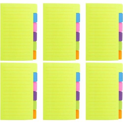 4A Divider Sticky Notes,4 x 6 Inches,Large Size,Neon Assorted,Lined,Self-Stick Notes,60 Sheets/Pack,6 Packs,4A 40623x6