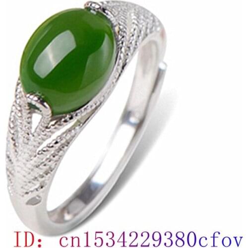 Green Jade Ring Natural Men Zircon Amulet Gifts 925 Silver Charm Fashion Gemstone Chalcedony Women Jewelry Crystal