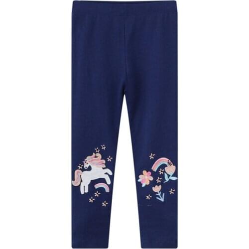 Unicorn Girls Leggings Pants With Flower Embroidery Fashion Kids Skinny Trousers Hot Selling Pants Girls