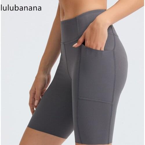 Lulubanana Womens Yoga Short with Pockets Biker Workout Volleyball High Waist Running Tummy Control Shorts3/8