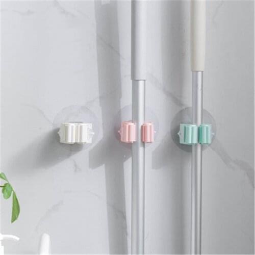 Multifunctional Mop Rack Storage Mop Hook Strong Non-marking Mop Clip Nail Free Bathroom Wall Hanging Broom Hanger