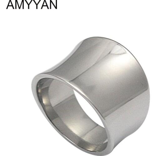 Fashion Party Ring Exaggerated Steel Color Blank 316l Stainless Steel Ring 20mm Wide Big Ring For Party Present