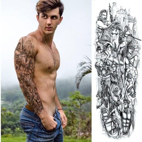 Skull sleeve tattoo designs for men skeleton temporary tattoo full arm sleeve black large tattoos oversleeve waterproof sexy big
