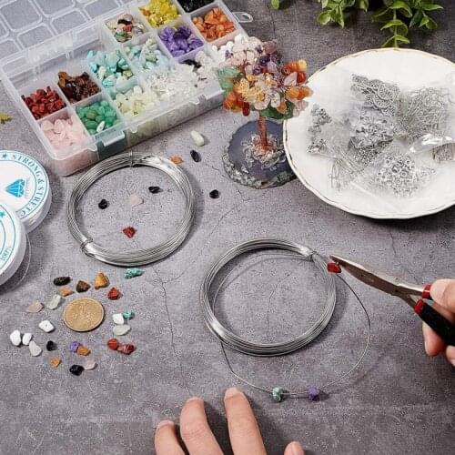 Irregular Chips Stone Beads Kit Pendants Charms Pliers for DIY Jewelry