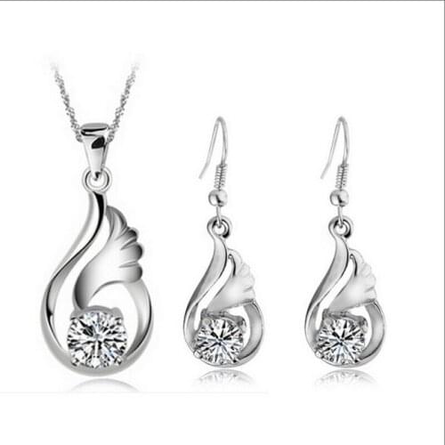 2016 New Top Selling Angle Heart of the Ocean Fashion Crystal Jewelry Set Christmas Gift Free shipping