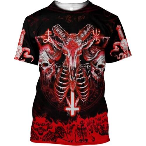 PLstar Cosmos 3DPrint Newest Satan Satanic Devil Gothic Unique Man/Woman Harajuku Streetwear Casual Funny T-Shirt Short Sleeve 1