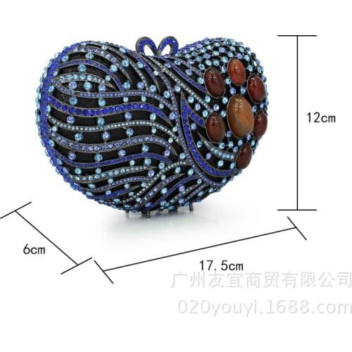 New Fashion lady blue Crystal Prom Clutch Purse Diamond Wedding Handbag Bridal Purse Clutches Wedding Bags Luxury Bag for Women