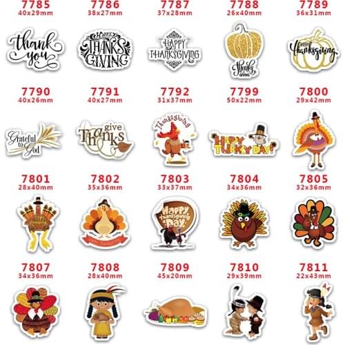 DIY Craft Supplies Sewing Accessories Cartoon Thanksgiving Day Printed Planar Resins Mold 10 Pieces. PR-7785