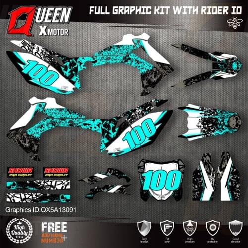 QUEEN X MOTOR Custom Team Graphics Backgrounds Decals Stickers Kit For HONDA 2014-2017 CRF250R 2013-2016 CRF450R 091