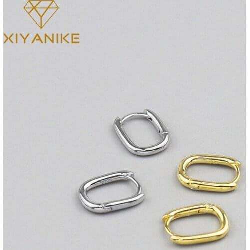 XIYANIKE 925 Sterling Silver Geometric Oval Hoop Earrings Female Temperament Wild Retro Simple Handmade Jewelry Wholesale Party