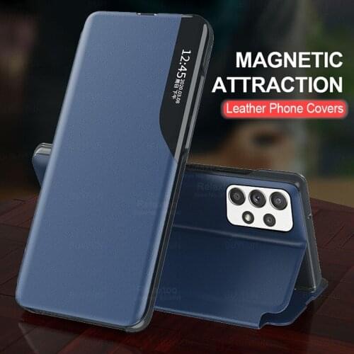 Smart View Window PU Leather Textue Flip Cover For Samsung Galaxy A52 5G Magnetic Case For Galaxy A52 5 4G 6.5" Shockproof Coque