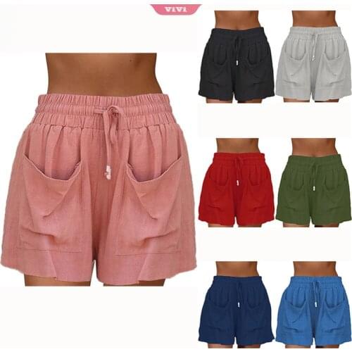 Sports Shorts Womens 2021 Summer New Candy Color Pocket Shorts Casual Ladies Lace-up Shorts