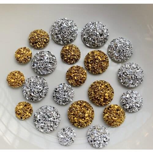 8mm&10mm&12mm&14mm Gold Silver Resin Rhinestone Diamond Flat Back Wedding Decorative Jewelry Making Accessories