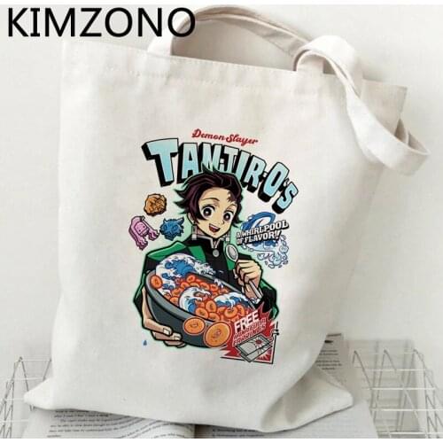 Demon Slayer shopping bag shopping jute bag shopper reusable tote bag woven bolsas ecologicas cloth bolsa compra sac tissu