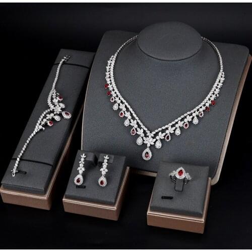TIRIM Dubai Luxury Color Bridal Necklace Set for Women Cubic Zirconia Wedding Jewelry Sets Brides Accessories Jewellery