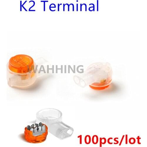 100pcs K2 Cable Terminal Connection Wire Terminals Quick-Fit Splicing K2 Connector Terminal Block For Telephone Light HY1125