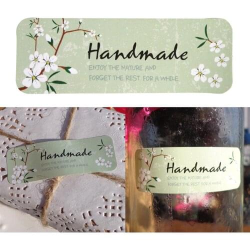 120pcs / set Strip Seal Sticker Handmade Label Sticker Flower Branch Pattern Natural Green Handicraft Decoration Seal Sticker