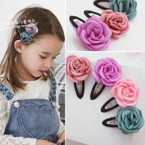 5 Pcs/lot Cloth Fabric Rose Flower Hair Grips Girls' Hairpin Kids Hair Clips Accessories PC028