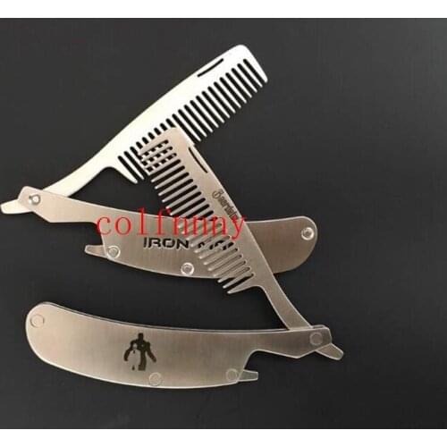 500pcs/lot Engraved Your Logo Anti Static Stainless Steel Folding Comb, Can Be Use As A Bottle Opener