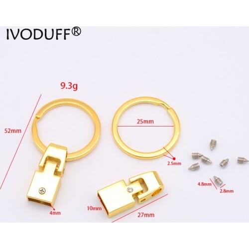 5x Zinc Alloy Key Fob Hardware 10MM For Leather Keychain Making,DIY Keychain Metal Part With Diamond