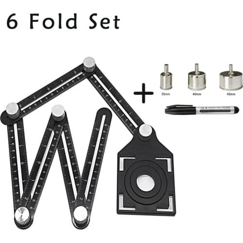 6 Fold Set Construction Angle Measuring Ruler Aluminum Alloy Perforated Mold Template Tool Locator Drill Guide Tile Hole