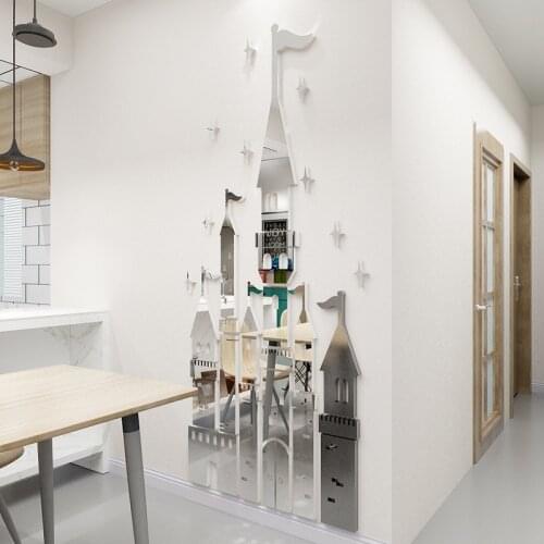 Cartoon Castle Acrylic 3D Mirror wall stickers For kids room Home decoration Kindergarten Living room wall stickers