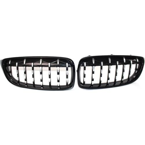 Car Front Grille For BMW 4 Series F32 F33 F36 2013 2014 2015 2016 2017 2018 2019 Diamond Meteor Style Grill Black 1Pair