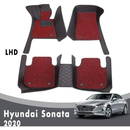 Car Floor Mats Carpets For Hyundai Sonata 2020 Luxury Double Layer Wire Loop Auto Interior Accessories Custom Protector Covers