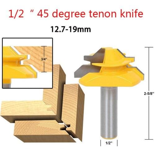 Free shipping 1/2 inch 45 degree tenon knife Reversible Finger Joint Glue Joint Router Bit for Woodworking Tenon Woodwork Cutte