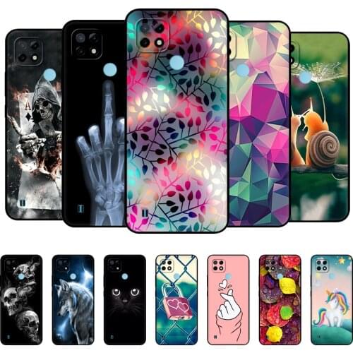 For Realme C21 Case Silicon Back For OPPO RealmeC21 C 21 Phone Cover 6.5" Funda RMX3201 Bumper Capa Etui Soft black tpu case