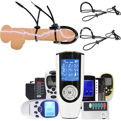 Electro Shock Silicone Penis Rings Glans Ring Stimulation Electrical Cock Ring Beads Accessories Sex Toys For Men Gay Masturbate