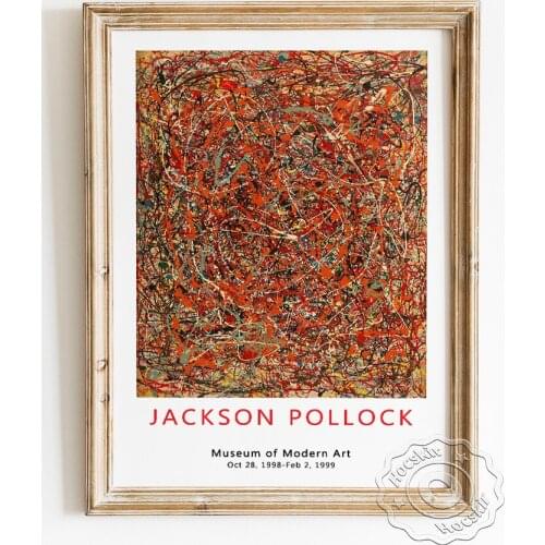 Jackson Pollock Exhibition Museum Poster, Drip Painting Abstract Expressionism Canvas Painting, Chic Home Decor Wall Picture