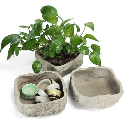 Stone Imitation Handmade Ceramic Flower Vase Hydroponic Coarse Pottery Water Flowers Inserted flower pot home decor accessori J