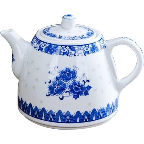 Teapot Teapot Ceramic Pot Jingdezhen Porcelain Blue and White Porcelain Exquisite Teapot Vintage Retro Nostalgic Chinese Style