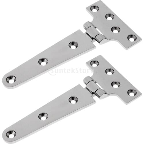 2 Pieces 6 inch Stainless Steel Heavy Duty Strap T Hinges Door Shed Window Tee Hinges