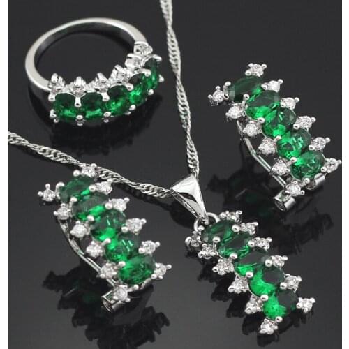 Jewelry Set Great Spark Zircon Necklace/Pendant/Earring/Ring Size 6 7 8 9 Bridal Sets T008E